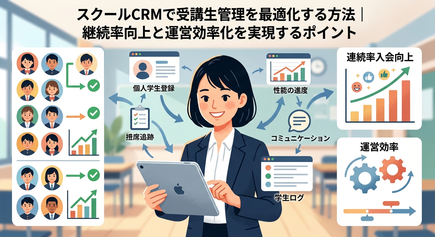 スクールCRMで受講生管理を最適化する方法｜継続率向上と運営効率化を実現するポイント
