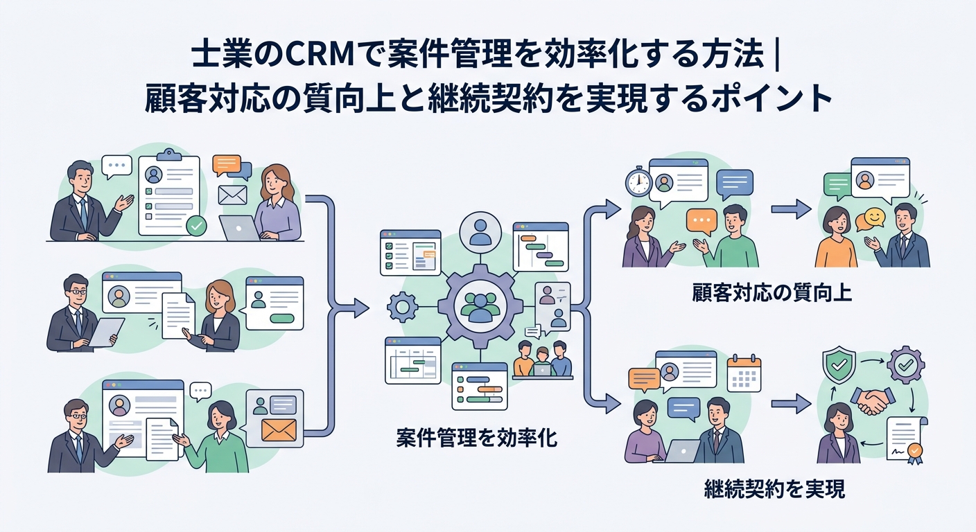 士業のCRMで案件管理を効率化する方法｜顧客対応の質向上と継続契約を実現するポイント